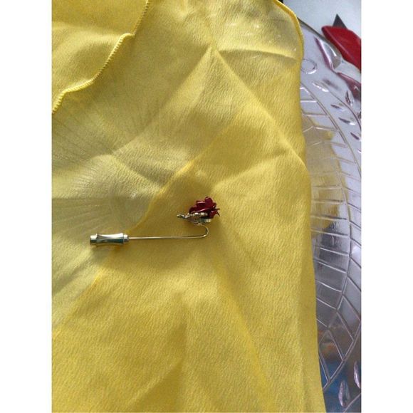 Vintage Lapel Pin Red Rose Stick Pin Lapel Pin - Picture 8 of 10